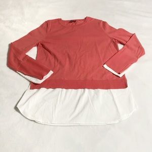 Vince Camuto Faux Layered Coral Long Sleeve Top M